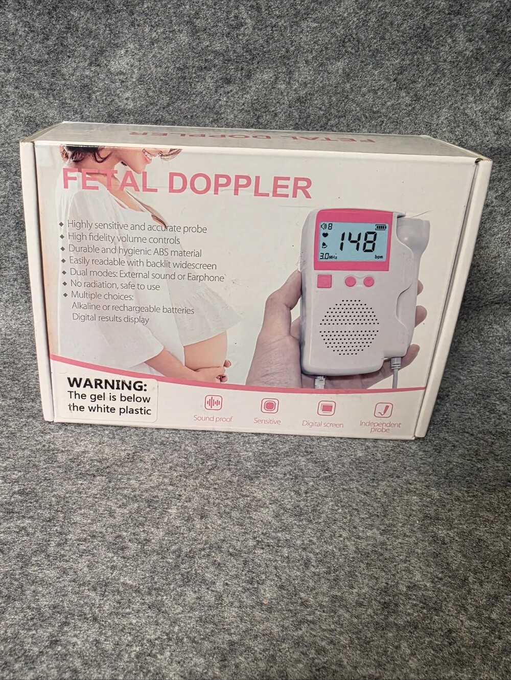 Fetal Doppler Pocket Heartbeat Monitor - Pink/White